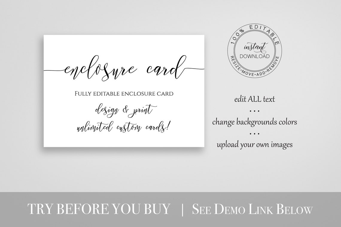 Custom Enclosure Card Wedding Bridal or Baby Shower Etsy