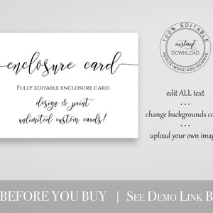 Custom Enclosure Card, Wedding, Bridal or Baby Shower Invitation Details, Simplistic Elegant Font Template 100% Editable PPW0550 Grace image 3