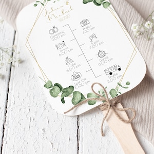 Gold Frame Greenery Fan Program Timeline, Wedding Order of Events, Ceremony Program 100% Editable PPW0445 image 7