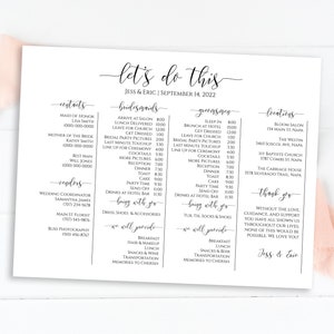 Wedding Party Timeline, Printable Wedding Day Schedule, Groomsmen Itinerary, Bridesmaid Agenda 100% Editable, Landscape Format PPW0550 Grace image 8