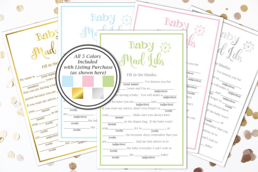 Baby Shower Mad Libs Game ~ Baby Shower Game Template ~ Flower~ Gender ...