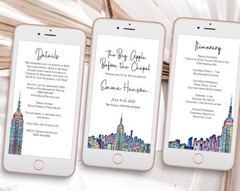 Big Apple Bachelorette Party, Pink Electronic Invitation Template, NYC Evite, Hen Party, Bridal Shower, Details, Itinerary PPW42 PARK