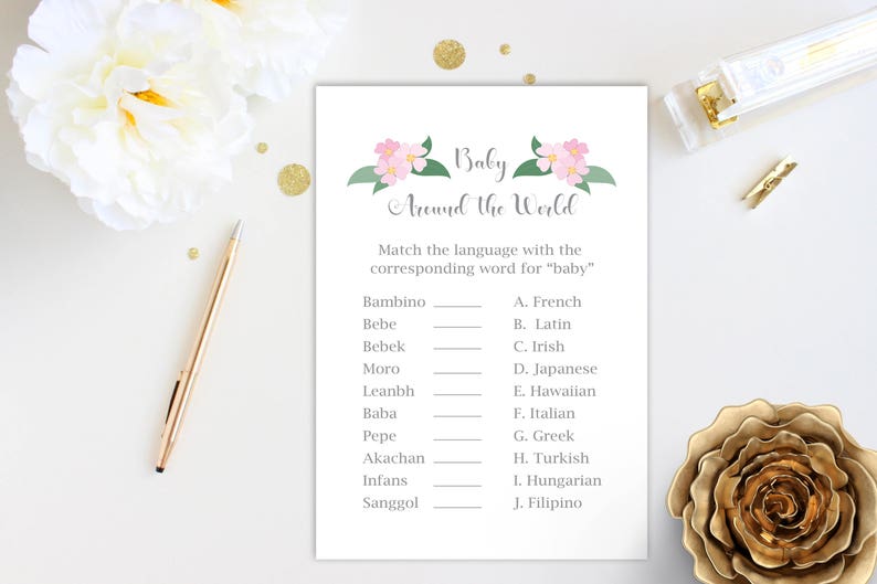 Emoji Nursery Rhyme Quiz Pink Flowers Baby Shower Game Etsy