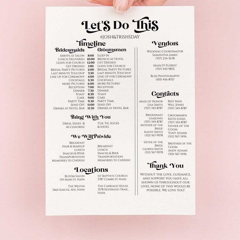 Wedding Party Timeline Template, Wedding Day Schedule Printable , Modern Retro Agenda, Pesonalize Editable PPW74 image 8