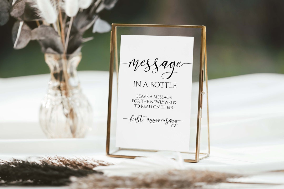 Message in a Bottle Sign Template, Advice Sign, Shower Printable, Editable Wedding Printable ...