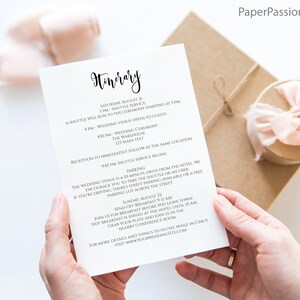 Cincinnati Wedding Welcome Card and Itinerary, Out of Town Guest, Wedding Schedule, Timeline Card. Mariage imprimable, modifiable PPW71 image 4