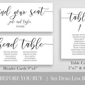 Wedding Seating Table Cards, Poster, Elegant Calligraphy Display 100% Editable Template, Corjl PPW0550 Grace afbeelding 8
