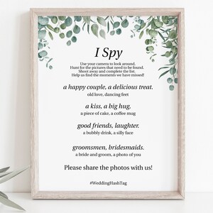 Greenery Wedding I Spy Game Template, Receptieactiviteit Afdrukbaar bewerkbaar, PPW0440 afbeelding 1