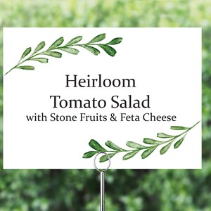 Greenery Buffet Label, Food Station Card, Wedding Buffet Table Template ...