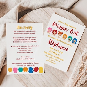 Wiggin' Out Bachelorette Party Invitation Template (Digital Download) PPW912 AMBER