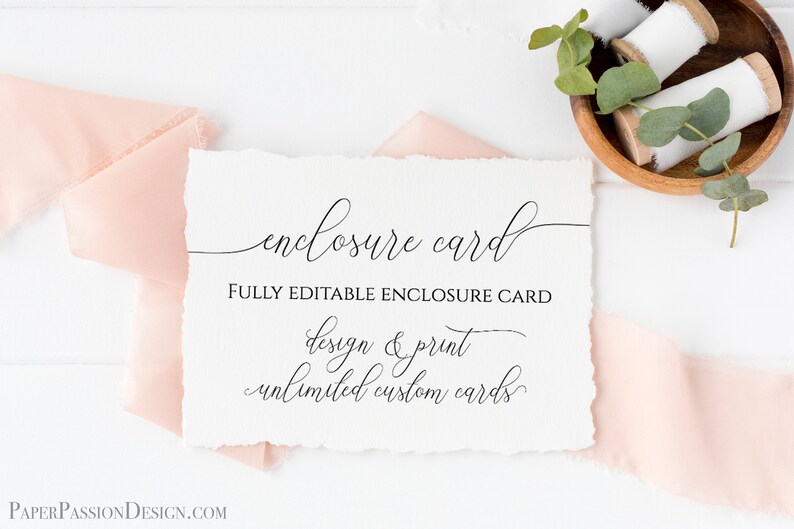 Custom Enclosure Card, Wedding, Bridal or Baby Shower Invitation Details, Simplistic Elegant Font Template Editable PPW0560 image 1