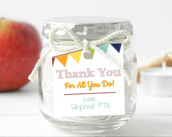 Teacher Appreciation Week Tag, Gift Tag Printable, Thank You Card, Personalize, Editable TAW100W