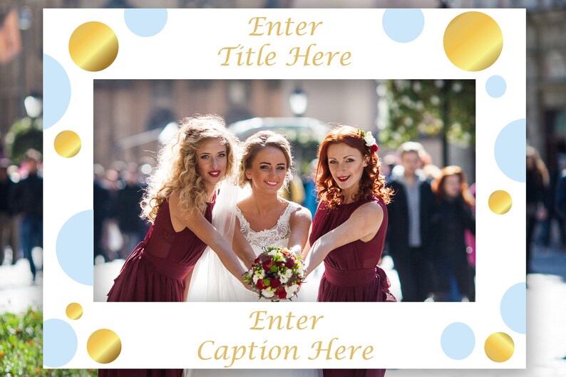 Editable Horizontal Photo Prop Frame Blue and Gold Photo Etsy