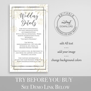 Wedding Details, Bachelorette, Wedding, Family Reunion, Electronic Info, Email Details, Editable Text, 100% Editable, Corjl PPW-NY21 image 2