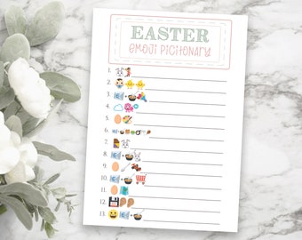 Easter Party Game, Emoji Pictionary, Zoom School Party, Family Children's Activity Printable EASTER-3