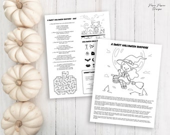 Halloween Story Activity Sheet | Printable | Instant Download | Worksheets for Kids | Classroom Party Games | Pumpkin Maze 2306