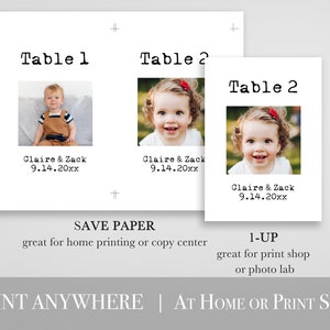 Photo Table Number Template, Event Seating, Wedding Table No. Cards Editable Printable PPW330 TYPEWRITER image 2