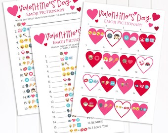 Valentine Conversation Heart Emoji Pictionary, Zoom School Party, Valentine's Day Activity, Puzzle Game, VALENTINE PPH21-1