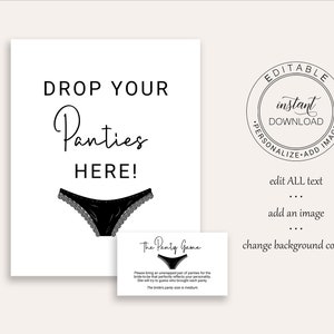 Bachelorette Drop Your Panties Sign and Card Template, Bachelorette ...
