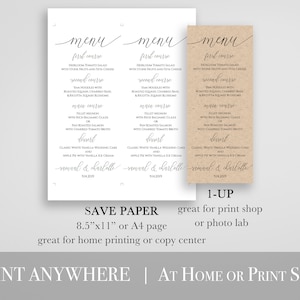 Wedding Table Menu Cards, Event Table Decor, Elegant Calligraphy, Dinner Menu Printable Editable Template PPW0560 image 5