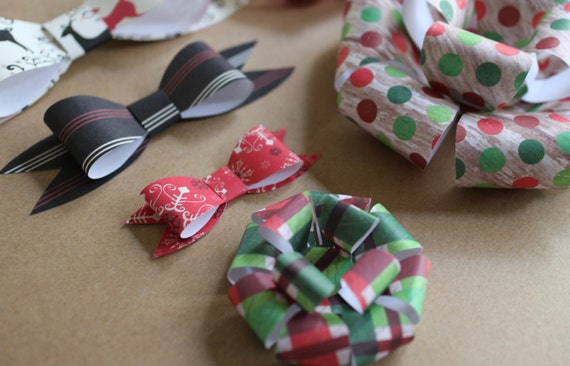 bow template set large paper bow medium printable bow etsy
