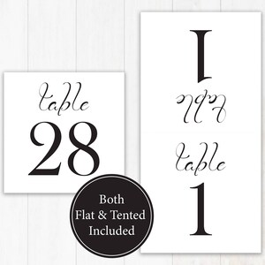 Table Numbers, Wedding Square Table Numbers Printable, Tented and Flat ...