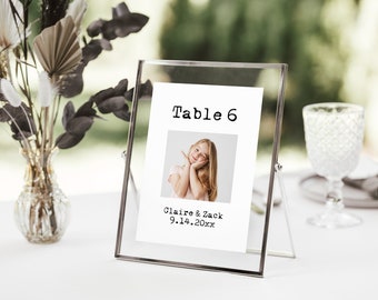 Photo Table Number Template,  Event Seating, Wedding Table No. Cards  Editable Printable PPW330 TYPEWRITER