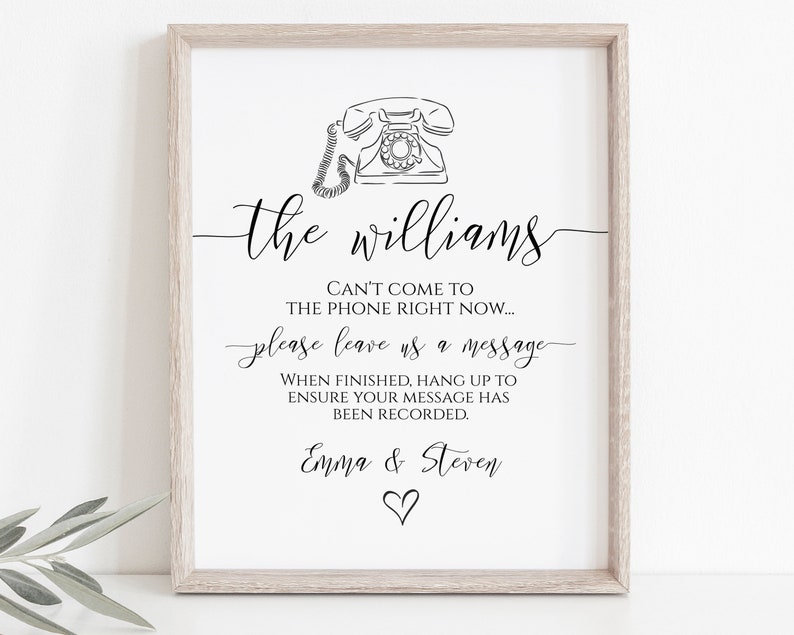 Audio Guest Book Sign Template Phone Message Guestbook Leave Etsy