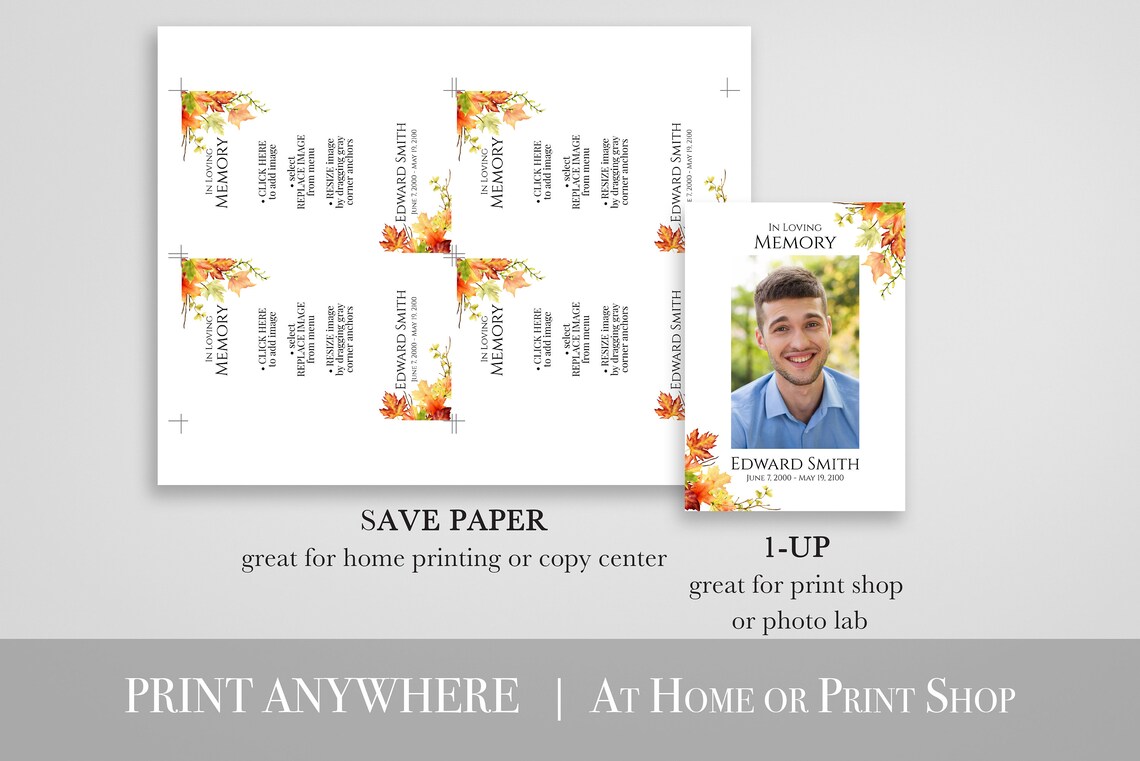 Prayer Card Celebration of Life in Loving Memory Announcement Etsy