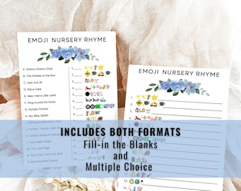 Blue Floral Emoji Nursery Rhyme Game (Digital Download) 25101