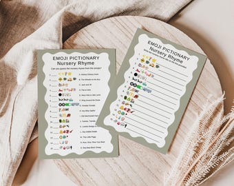Sage Green Baby Shower Game: Emoji Nursery Rhyme (Digital Download) 25106