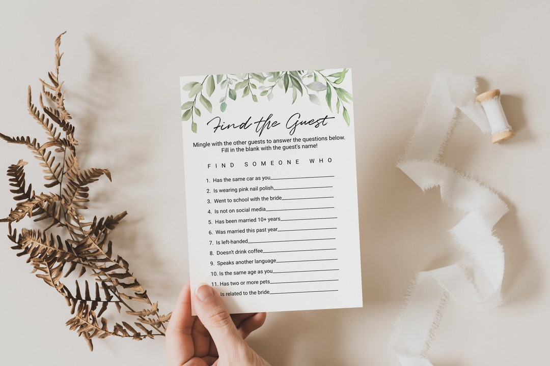 Find the Guest Bridal Shower Game Mingle Games Template Wedding