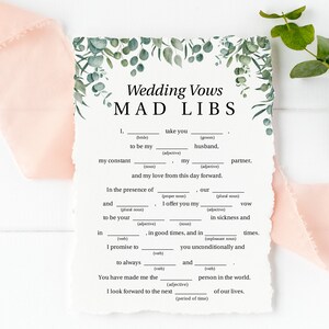 Greenery Wedding Vows Mad Libs Game Template, Bridal Shower Printable 100% Editable, PPW0440 image 2