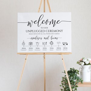 Unplugged Ceremony and Timeline Sign, Printable Timeline, Wedding Day Schedule, No Phones or Cameras 100% Editable PPW0550 Grace image 7