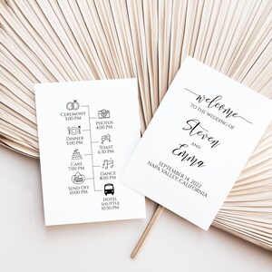 Programa de fans de bodas, Cronología de bodas, Programa de bodas, Folleto de bodas Editable PPW0550 Grace