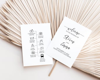 Wedding Fan Program, Wedding Timeline, Wedding Program, Wedding Handout Editable PPW0550 Grace