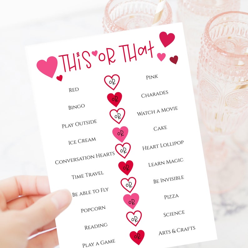 This or That Valentine's Day Party Game, Classroom School Party Game, Zoom Party Activity, Printable 100% Editable VALENTINE PPH21-1 image 6