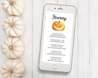 Pumpkin Itinerary, Schedule of Events, Harvest Event Announcement, Electronic, Email Itinerary, Editable Text, Corjl 2021B-HALLOWEEN