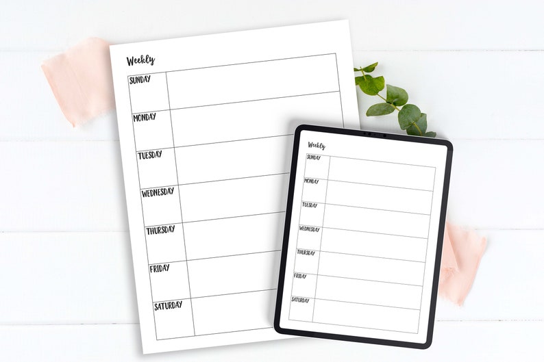 Weekly Schedule Template Daily Log Week Plan Printable PDF - Etsy