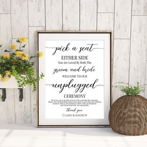 Unplugged Wedding Sign, Pick a Seat Easel Sign, Printable Welcome Sign, 100% Editable Template, Corjl PPW16 MAE image 7