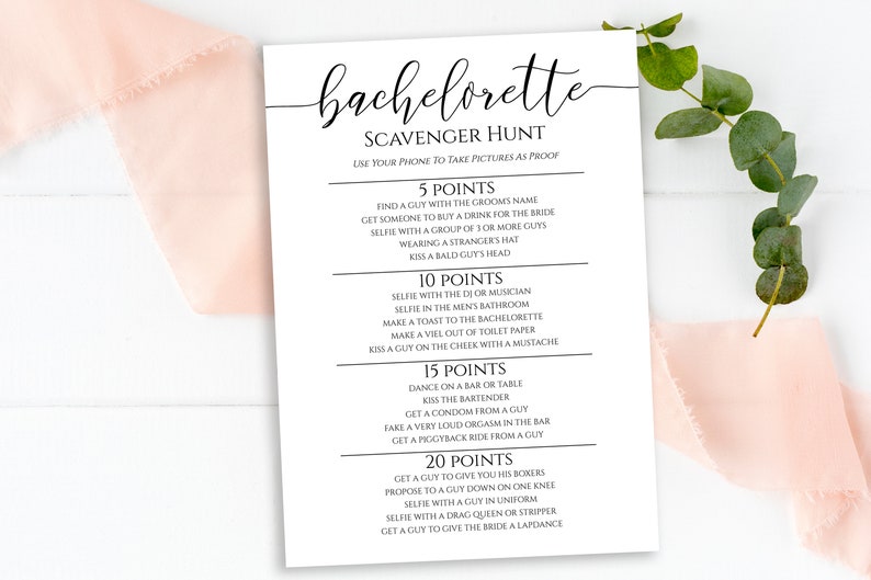 Bachelorette Scavenger Hunt Email Template, Bachelorette Party, Text Message Format, Editable Text, 100% Editable, Corjl PPW0550 Grace image 2