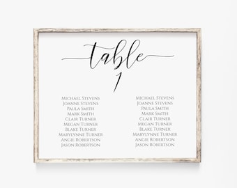 Wedding Seating Table Cards, Poster, Elegant Calligraphy Display 100% Editable Template, Corjl PPW0550 Grace