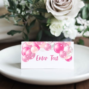 Essen Karte Vorlage, rosa Ballon Geburtstagsparty, bearbeitbare Buffet Karte, Food Station Label, Kindergeburtstag, 1. Geburtstag PPK100