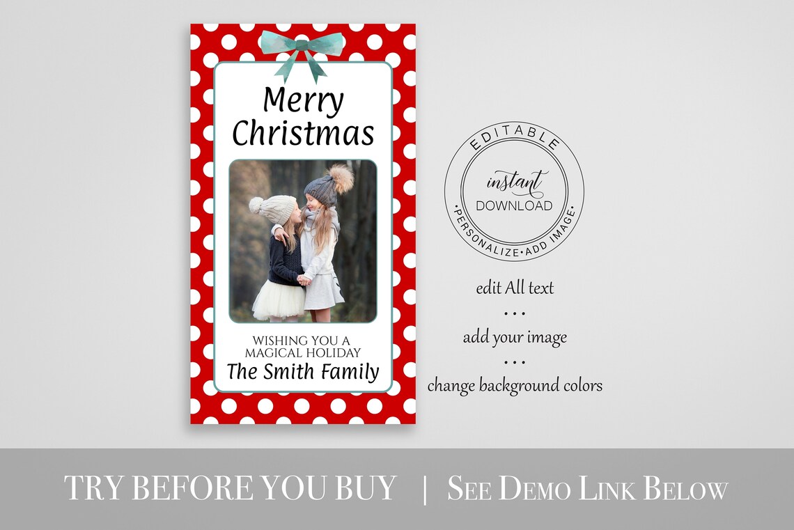 Christmas Electronic Photo Card Merry Christmas Text Message Etsy