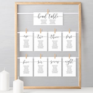 Wedding Seating Table Cards, Poster, Elegant Calligraphy Display 100% Editable Template, Corjl PPW0550 Grace Bild 3