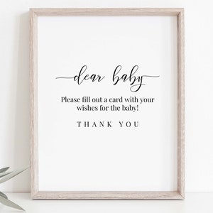 Modello di cartello e biglietto per baby shower, biglietto di consigli per caro bambino, lettera al bambino, minimalista moderno, modificabile stampabile PPB551 ELLE