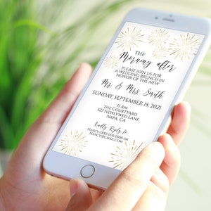 Electronic Wedding Brunch Invitation, The Morning After Mobile Phone Invite, Evite, Text message, Email, Editable Text, Corjl PPW-NY21 image 7