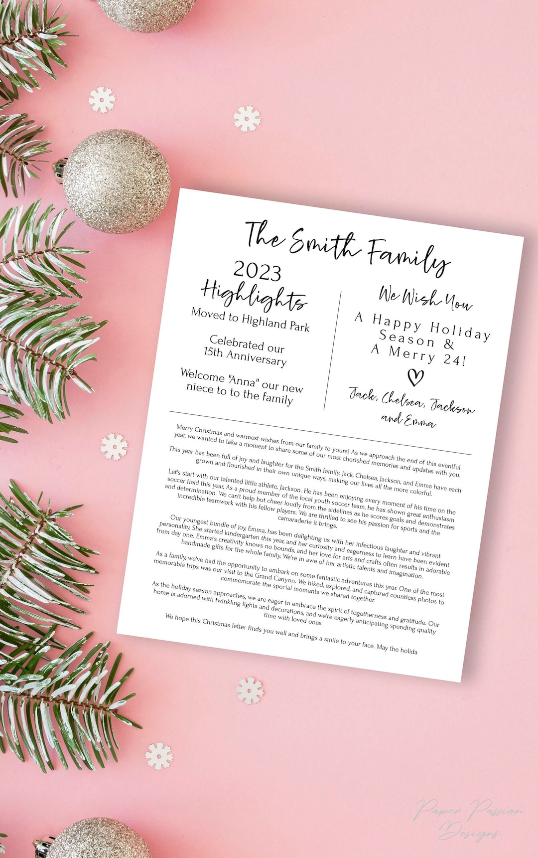 Christmas Card Letter Holiday Family Letter Christmas Etsy