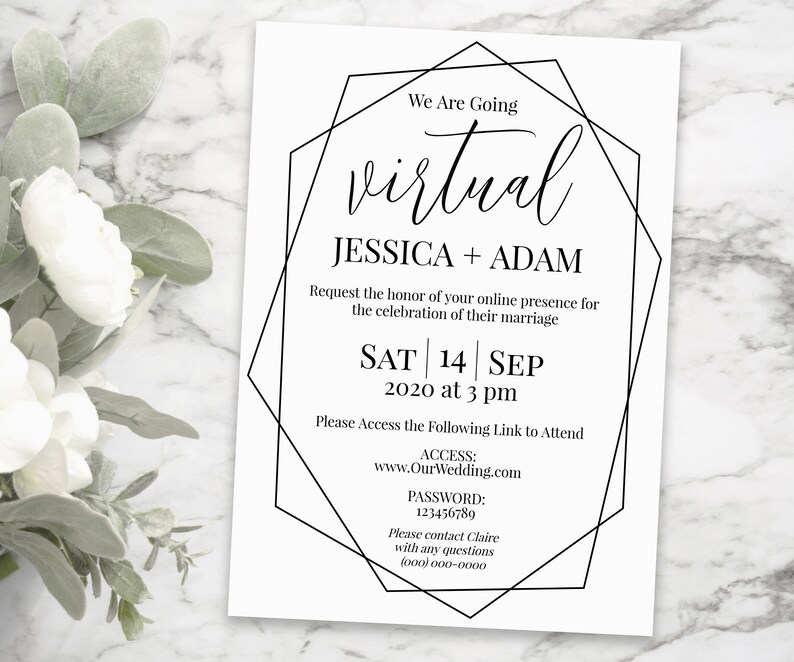 Virtual Wedding Invitation Virtual Invitation Invite Zoom Etsy