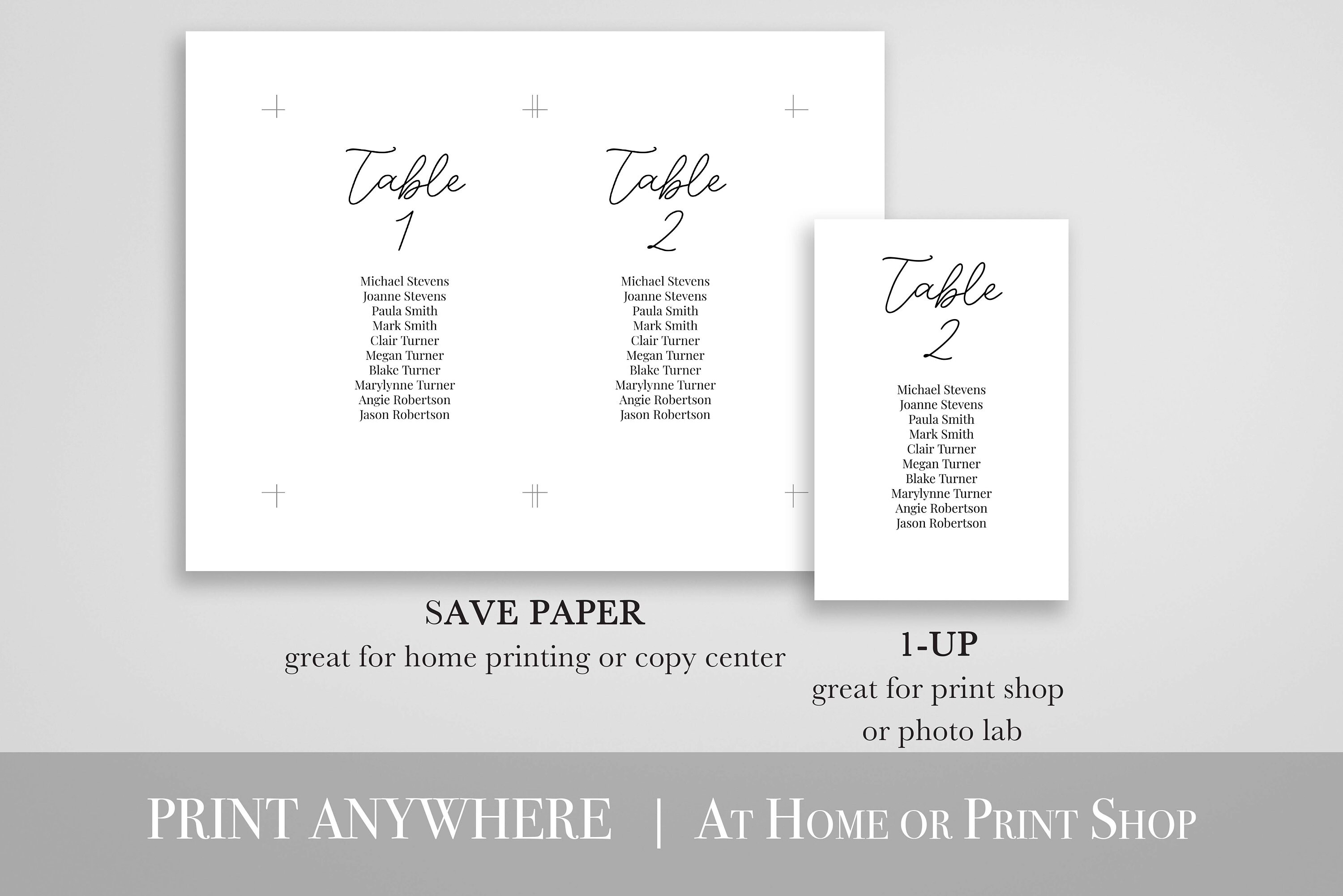Modern Table Seating Card Template Wedding Seating Chart - Etsy